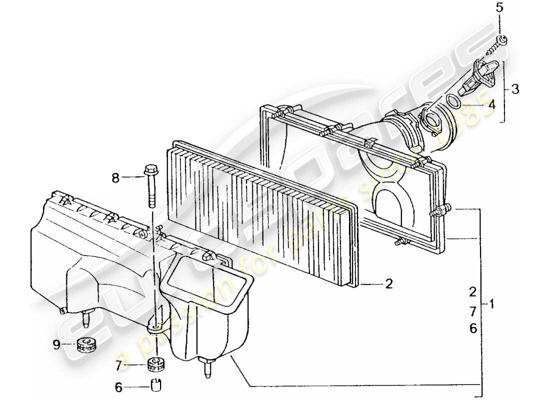 porsche 2001 (996 turbo / gt2) air cleaner part diagram