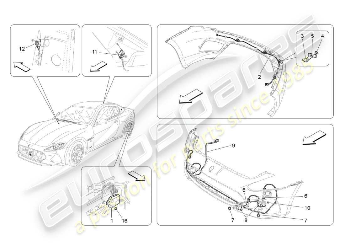 maserati granturismo s (2020) parking sensors parts diagram