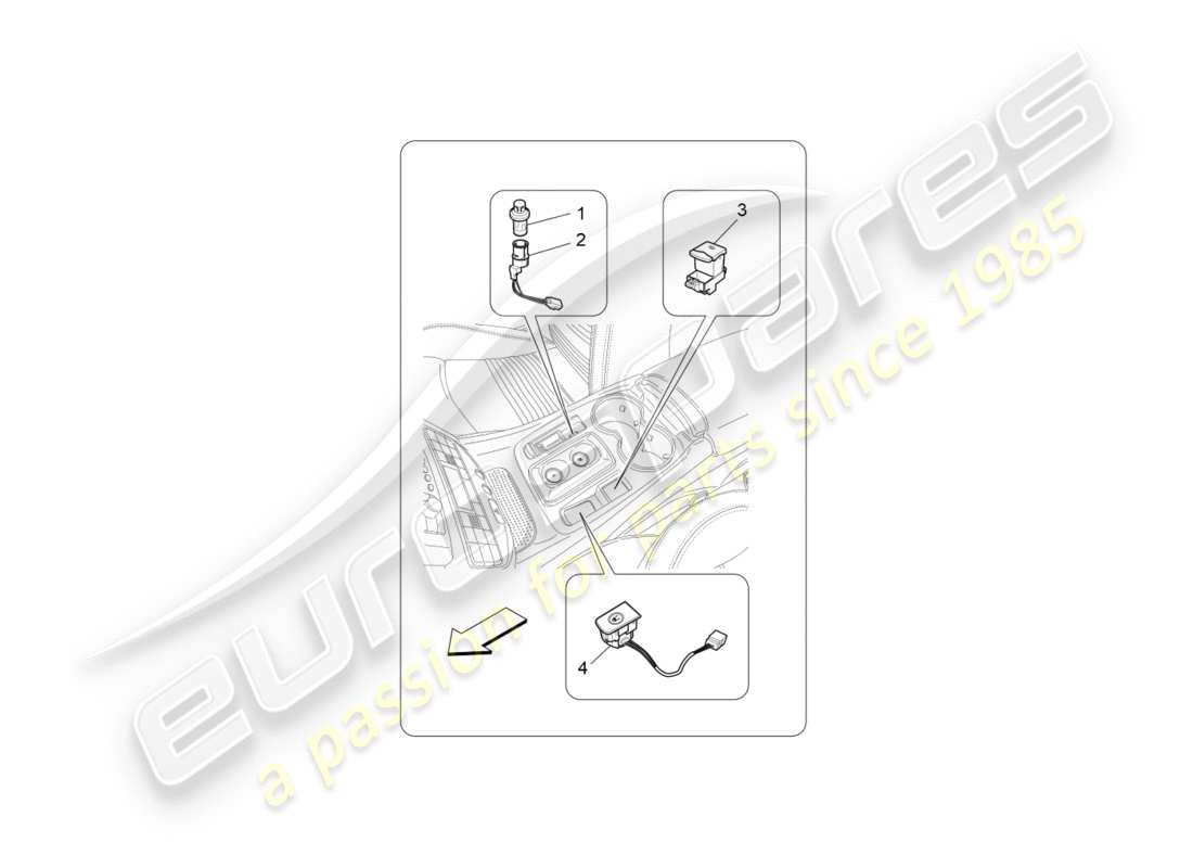 maserati granturismo s (2013) centre console devices parts diagram