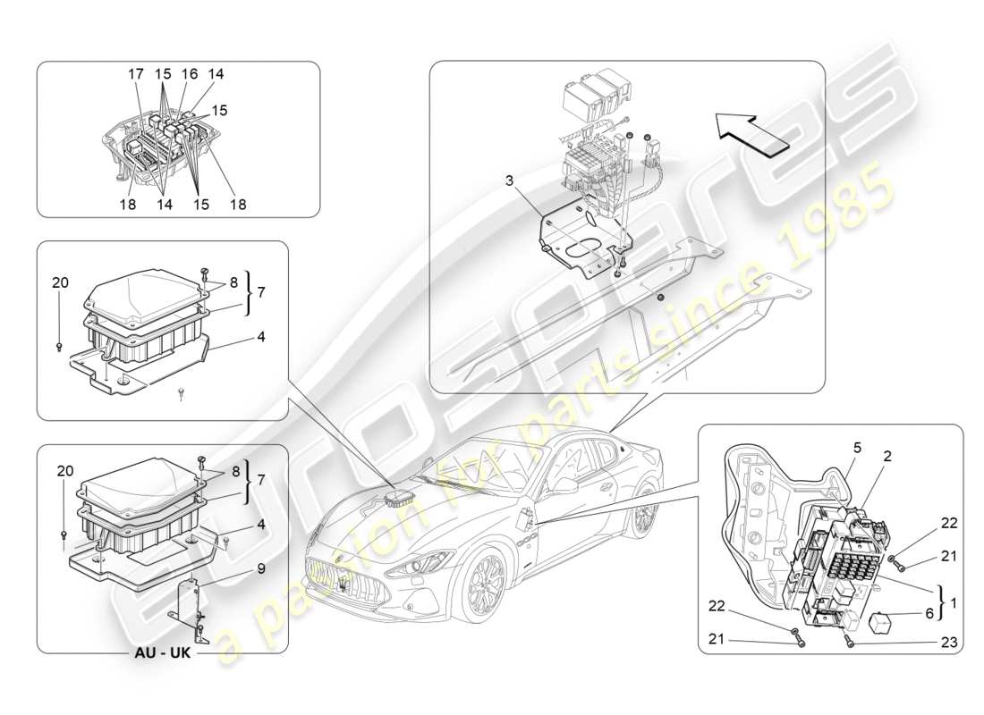 maserati granturismo s (2019) relays, fuses and boxes part diagram