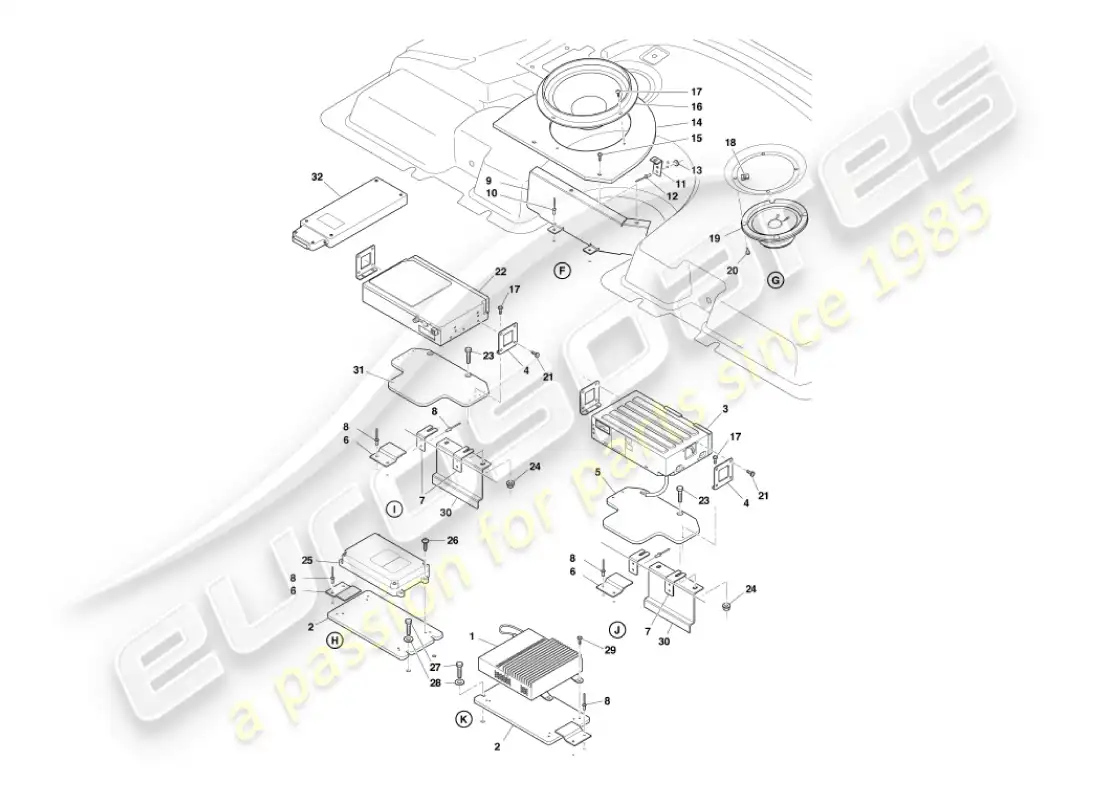 aston martin vanquish (2006) in-car entertainment parts diagram