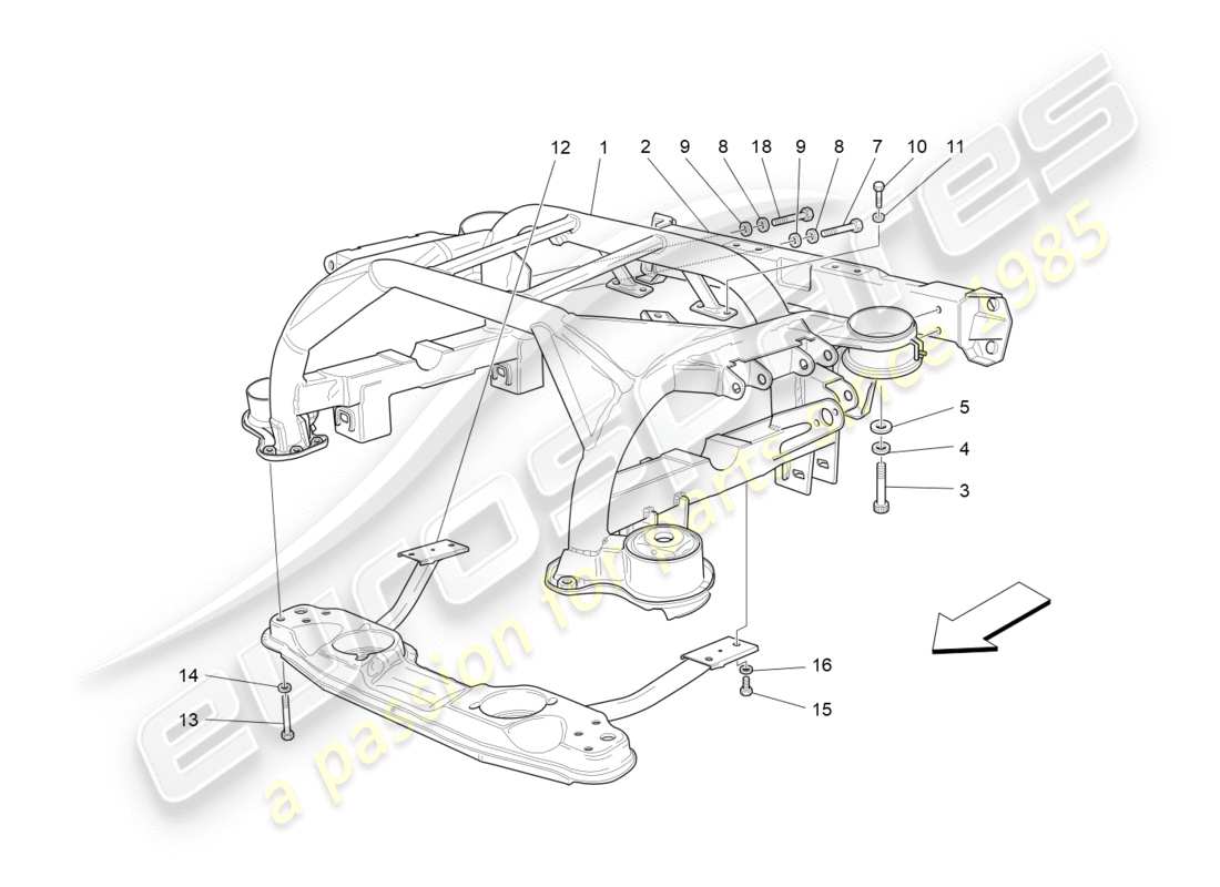 maserati granturismo (2009) rear chassis part diagram
