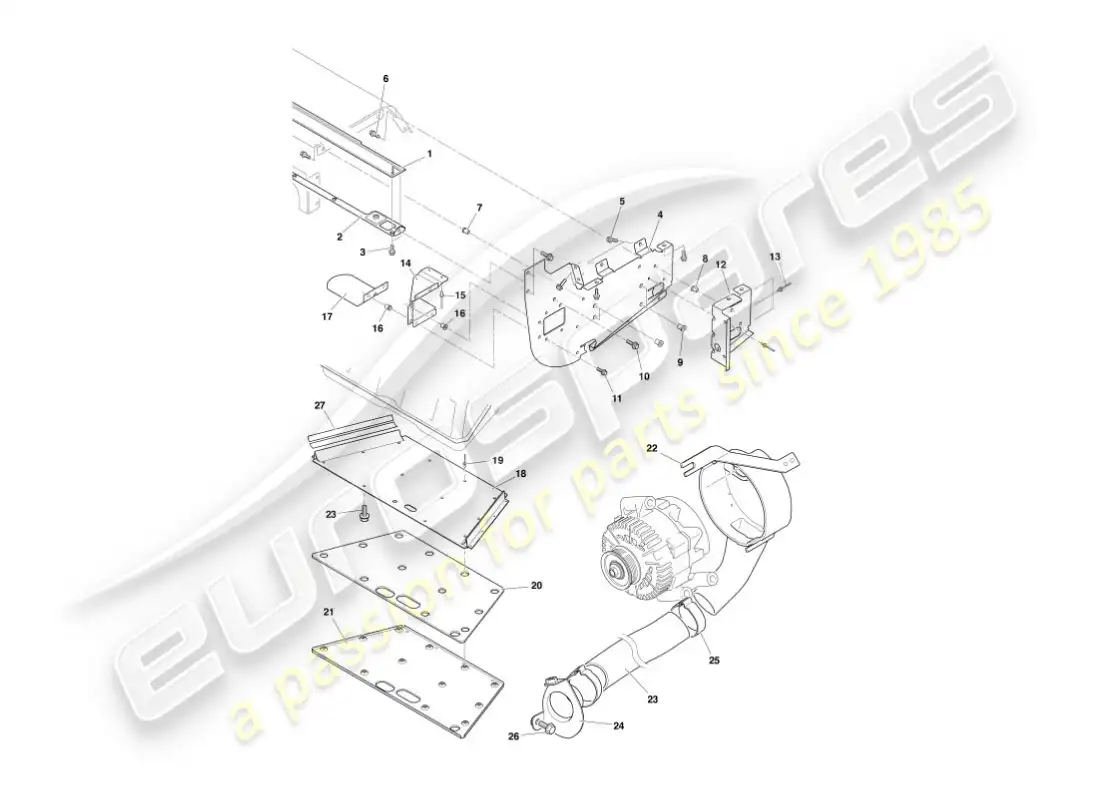 aston martin vanquish (2005) heat deflectors & shields parts diagram