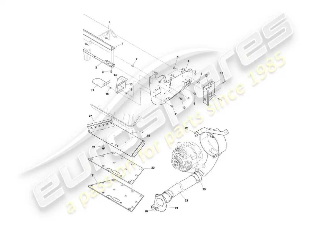 aston martin vanquish (2004) heat deflectors & shields parts diagram