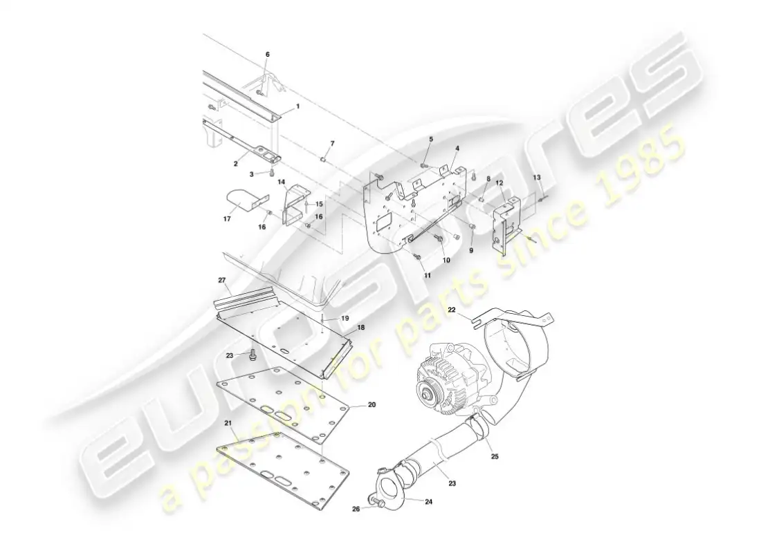 aston martin vanquish (2003) heat deflectors & shields parts diagram