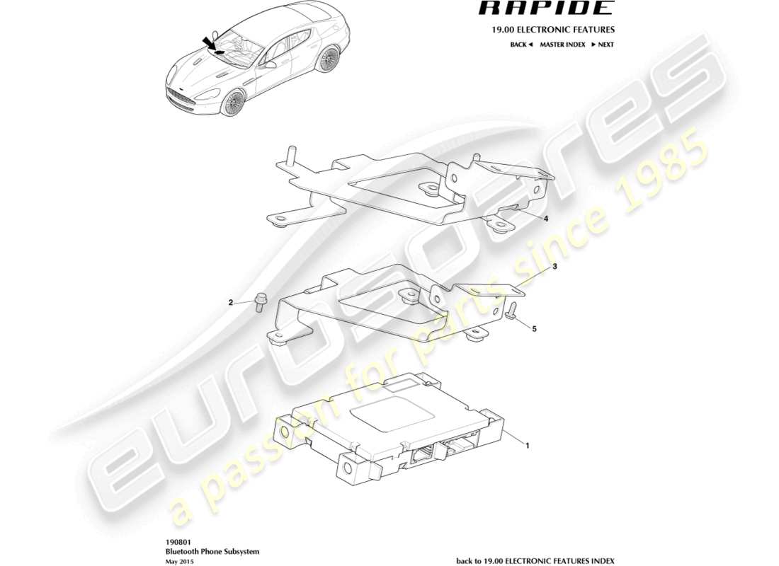 aston martin rapide (2019) bluetooth module parts diagram