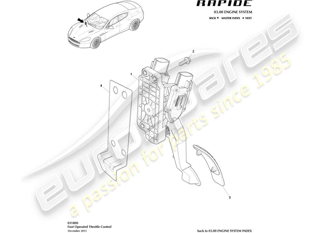 aston martin rapide (2013) throttle control part diagram