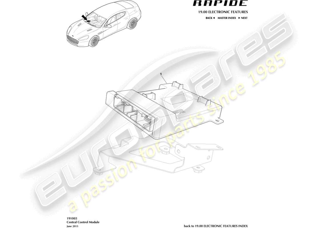 aston martin rapide (2013) central electronic module part diagram