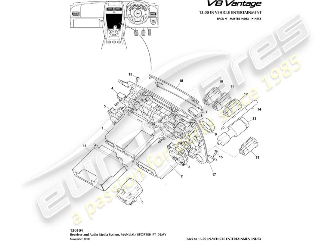 aston martin v8 vantage (2018) media controls, 09my part diagram