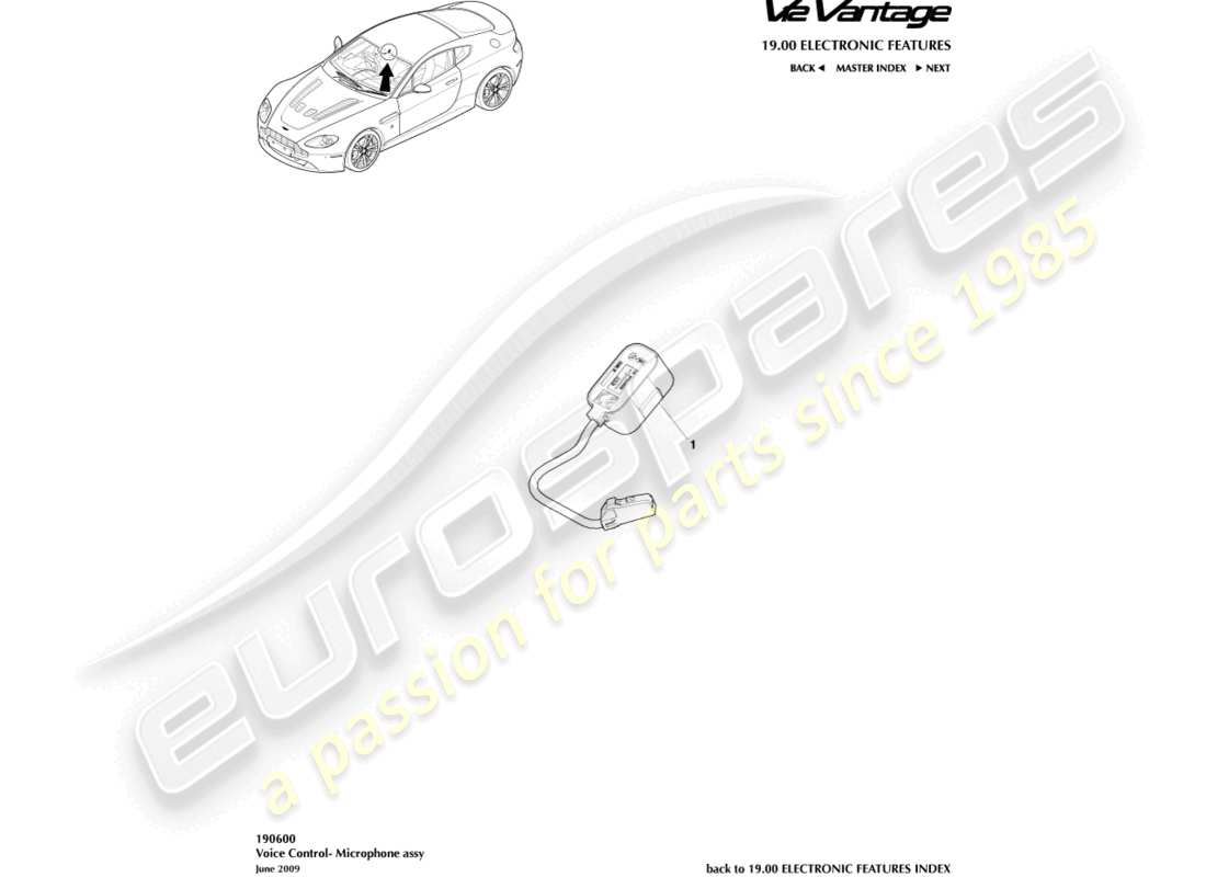 aston martin v12 vantage (2010) microphone part diagram