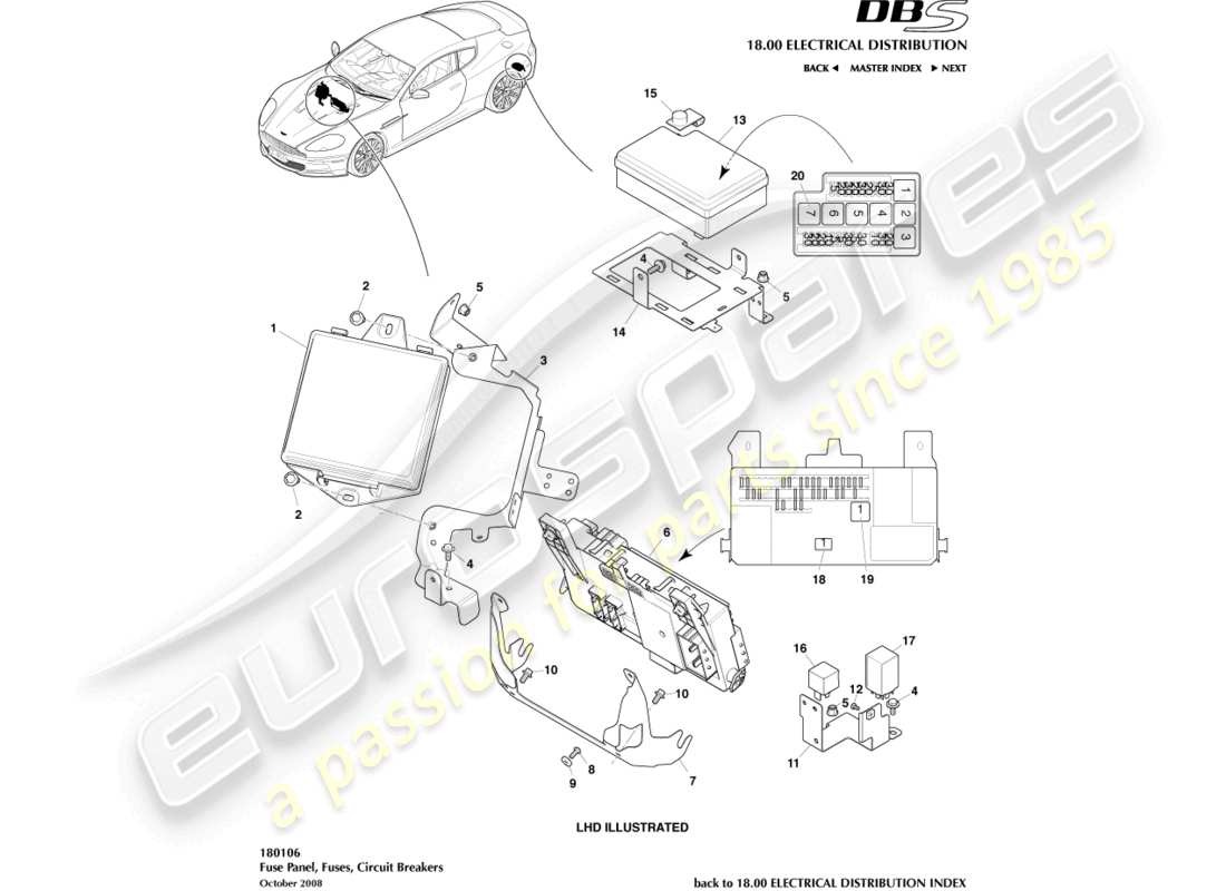 aston martin dbs (2014) fuse panels part diagram
