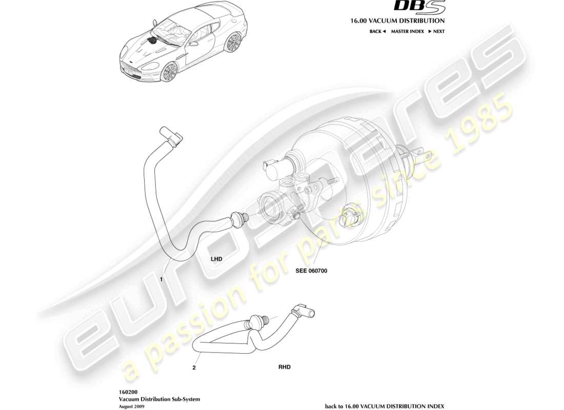 aston martin dbs (2009) vacuum pipe part diagram