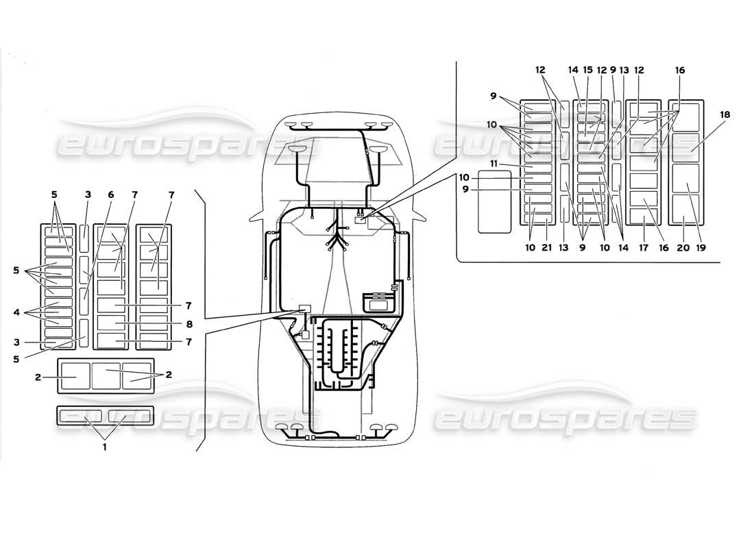 lamborghini diablo gt (1999) electrical system parts diagram