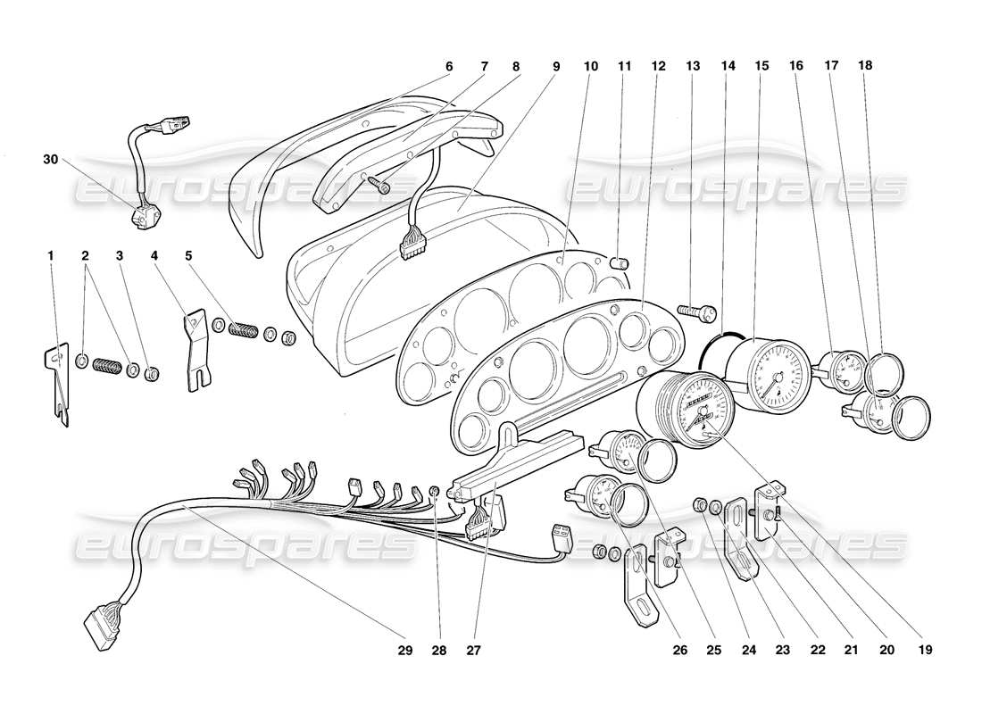 lamborghini diablo sv (1998) dashboard instruments part diagram