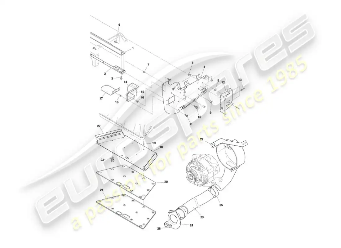 aston martin vanquish (2007) heat deflectors & shields parts diagram