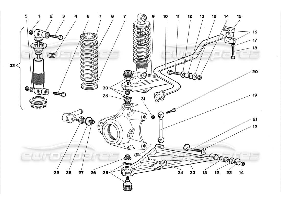 lamborghini diablo gt (1999) front suspension parts diagram