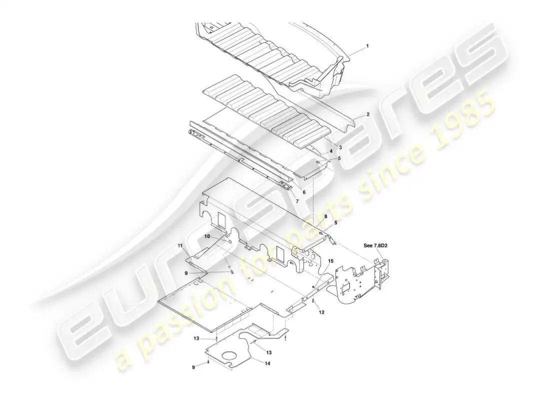 aston martin vanquish (2005) heat deflectors & shields parts diagram