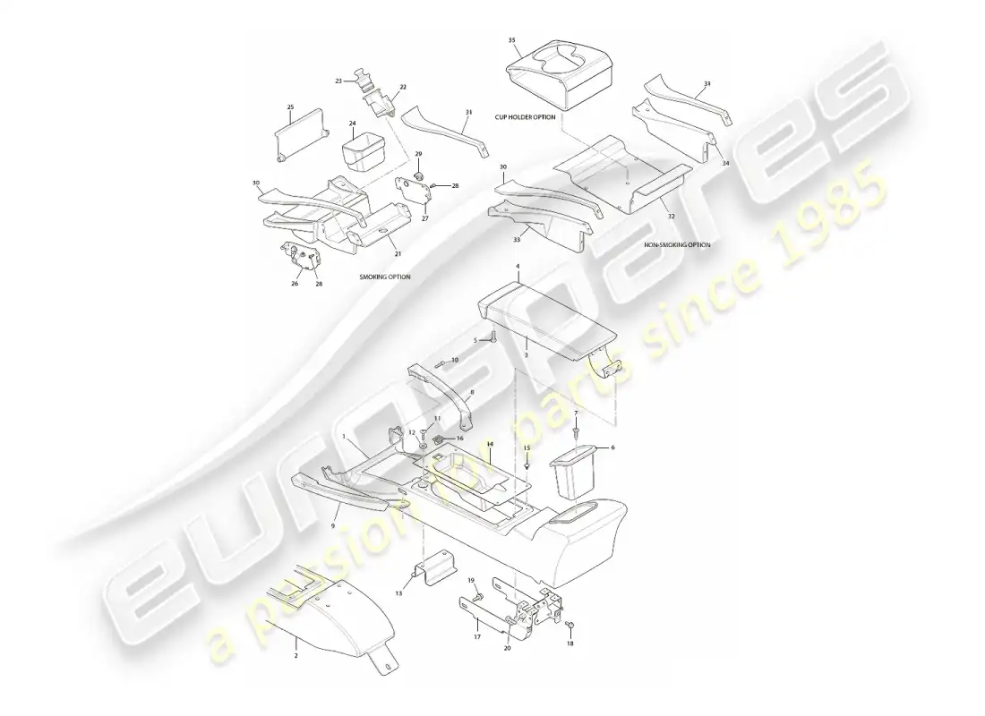 aston martin vanquish (2006) centre console & trim, vin 501949 on parts diagram