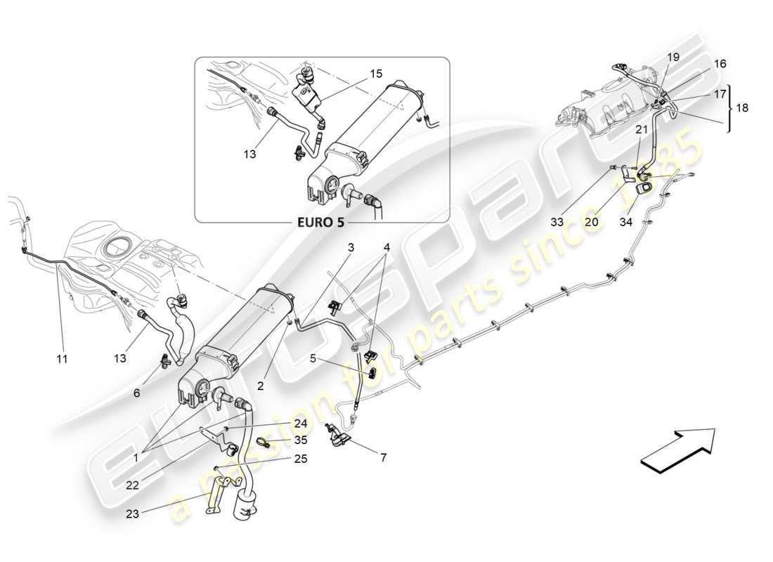 maserati qtp 3.0 bt v6 410hp (2014) fuel vapour recirculation system parts diagram