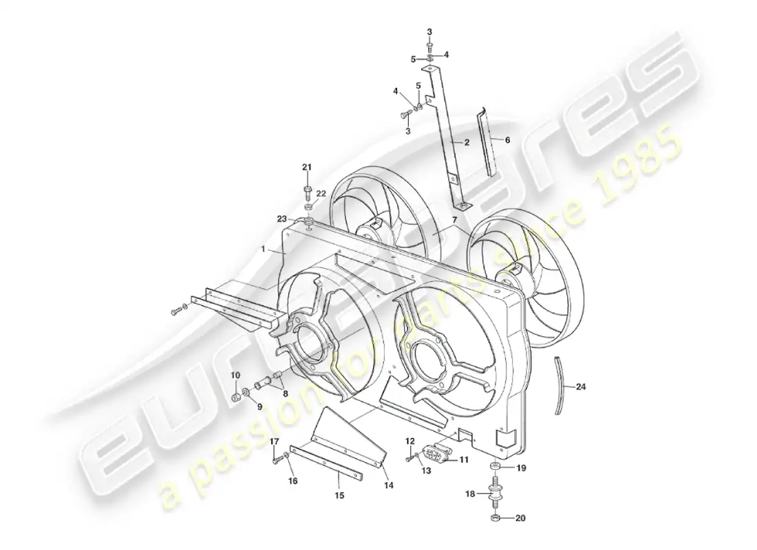 aston martin v8 virage (1999) radiator fan cowl, volante, approx vin 60193 on parts diagram