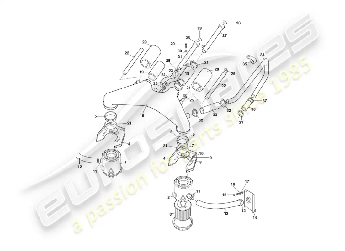 aston martin v8 virage (1999) air filters, to vin 60224 parts diagram