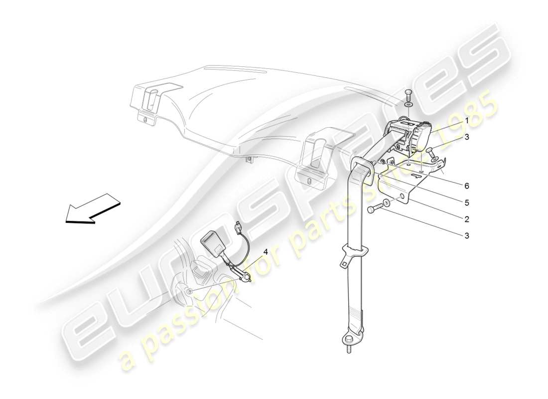 maserati granturismo (2008) rear seat belts part diagram