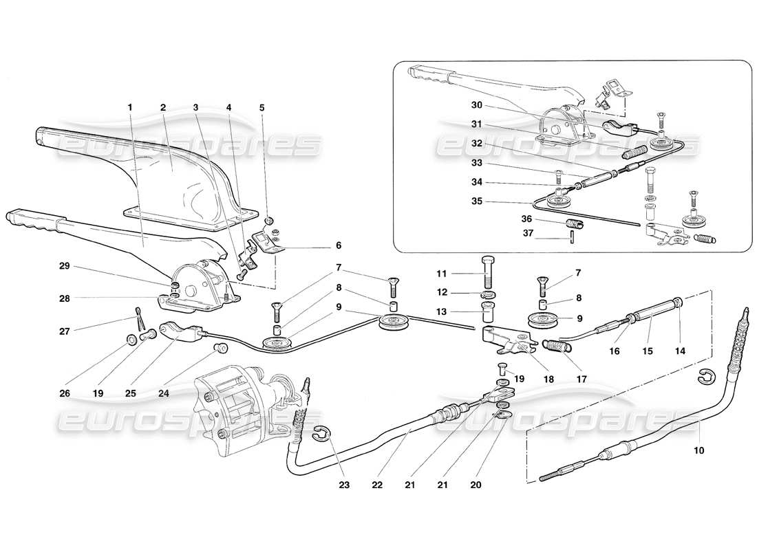 lamborghini diablo sv (1998) handbrake parts diagram