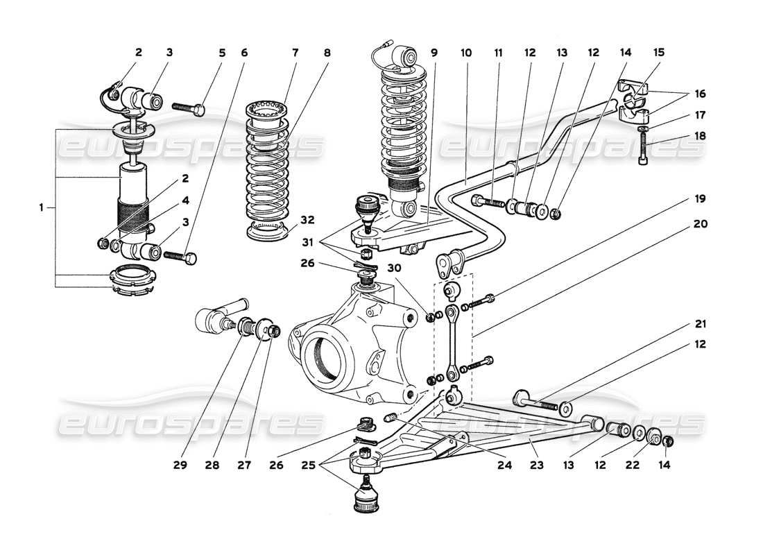 lamborghini diablo 6.0 (2001) front suspension parts diagram