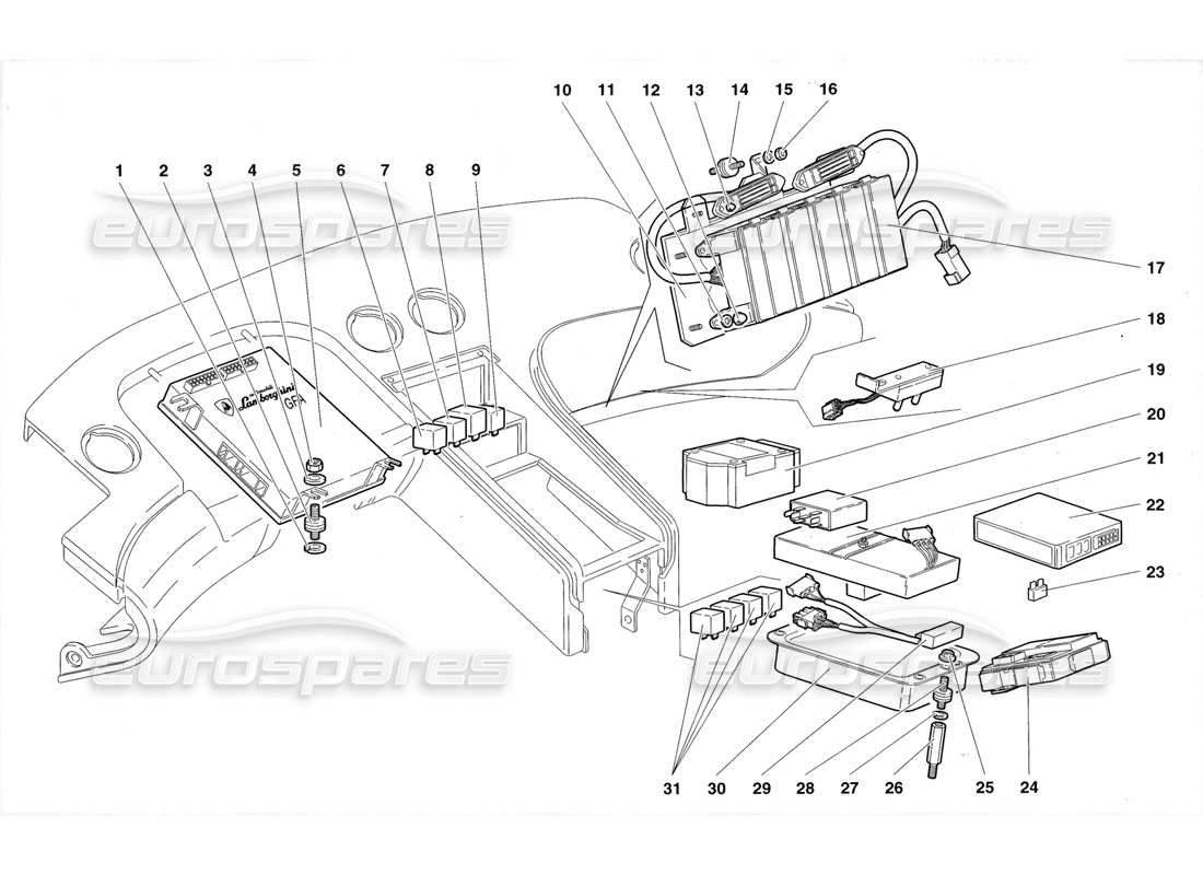 lamborghini diablo roadster (1998) electrical system parts diagram