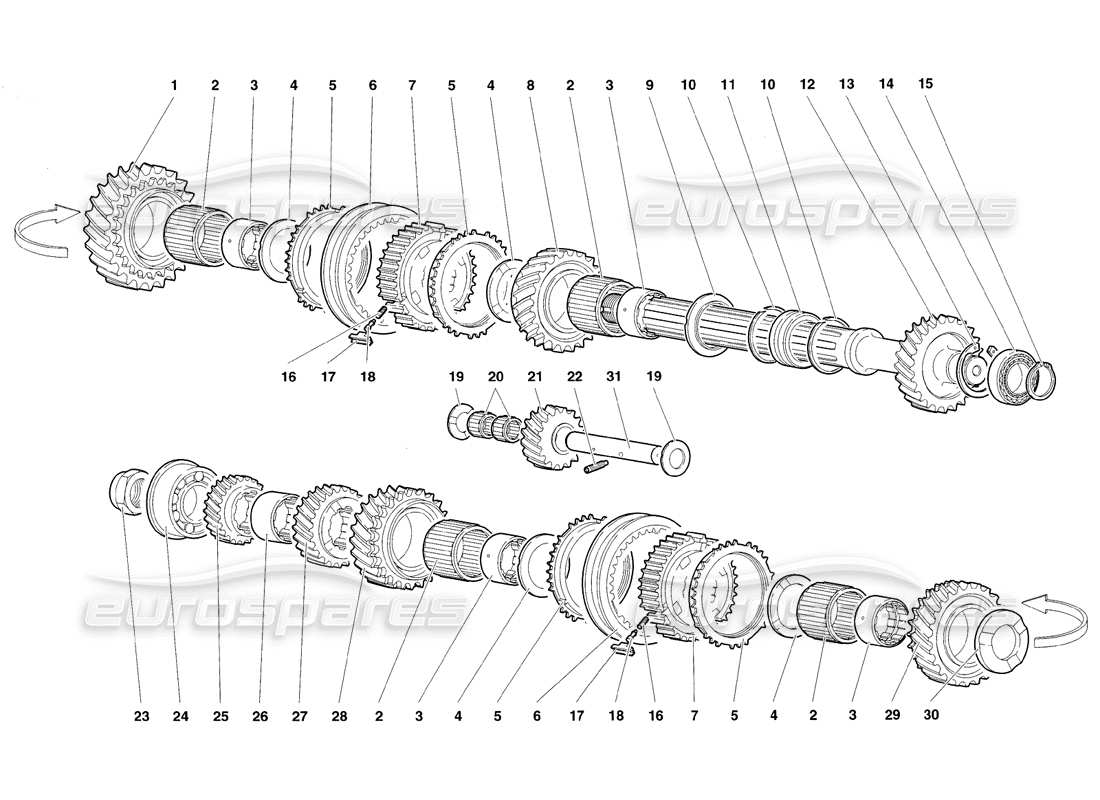 lamborghini diablo sv (1998) driven shaft part diagram