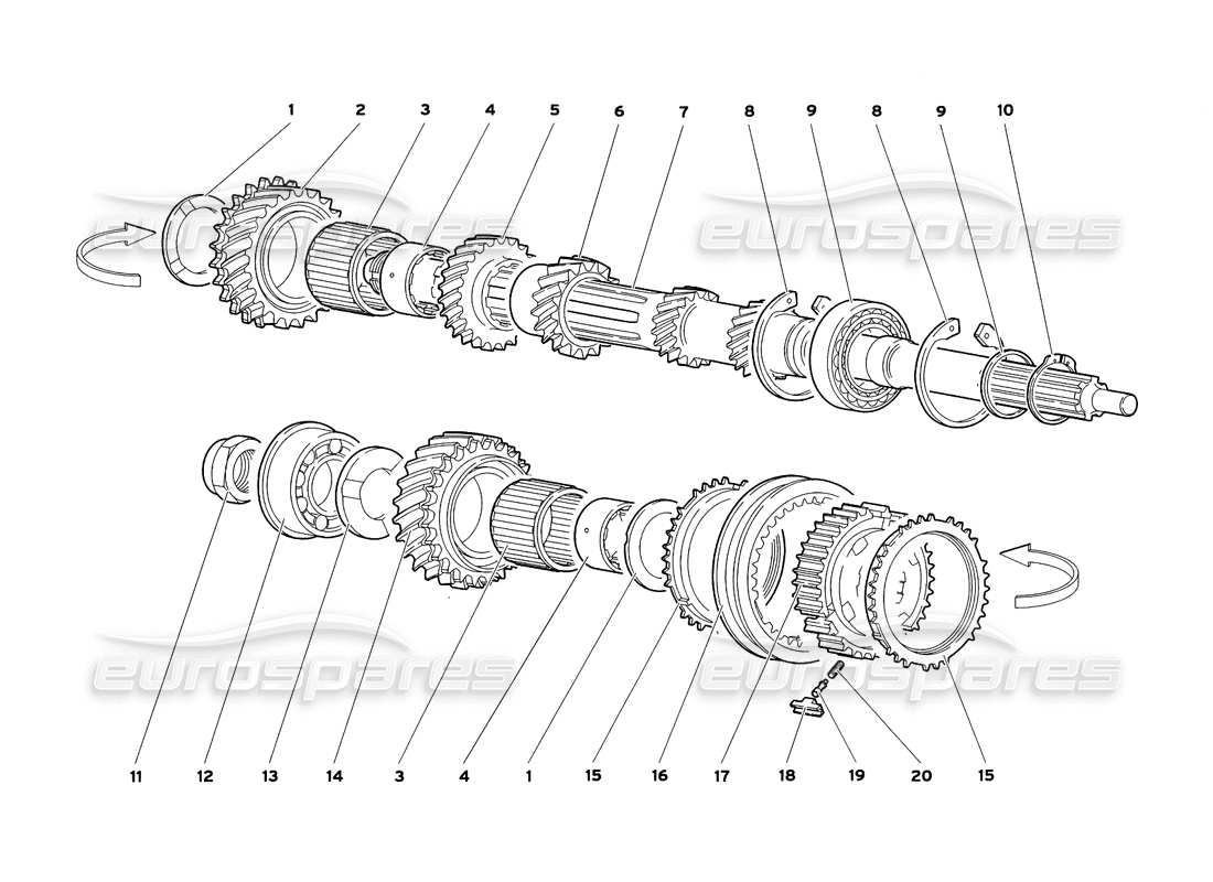 lamborghini diablo sv (1999) main shaft parts diagram