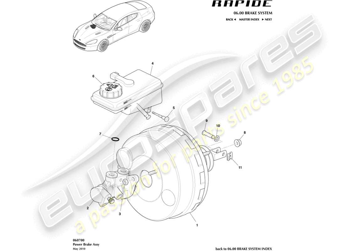 aston martin rapide (2010) power brake assembly part diagram