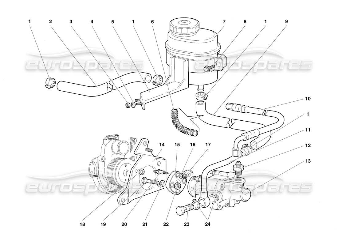 lamborghini diablo sv (1998) steering parts diagram