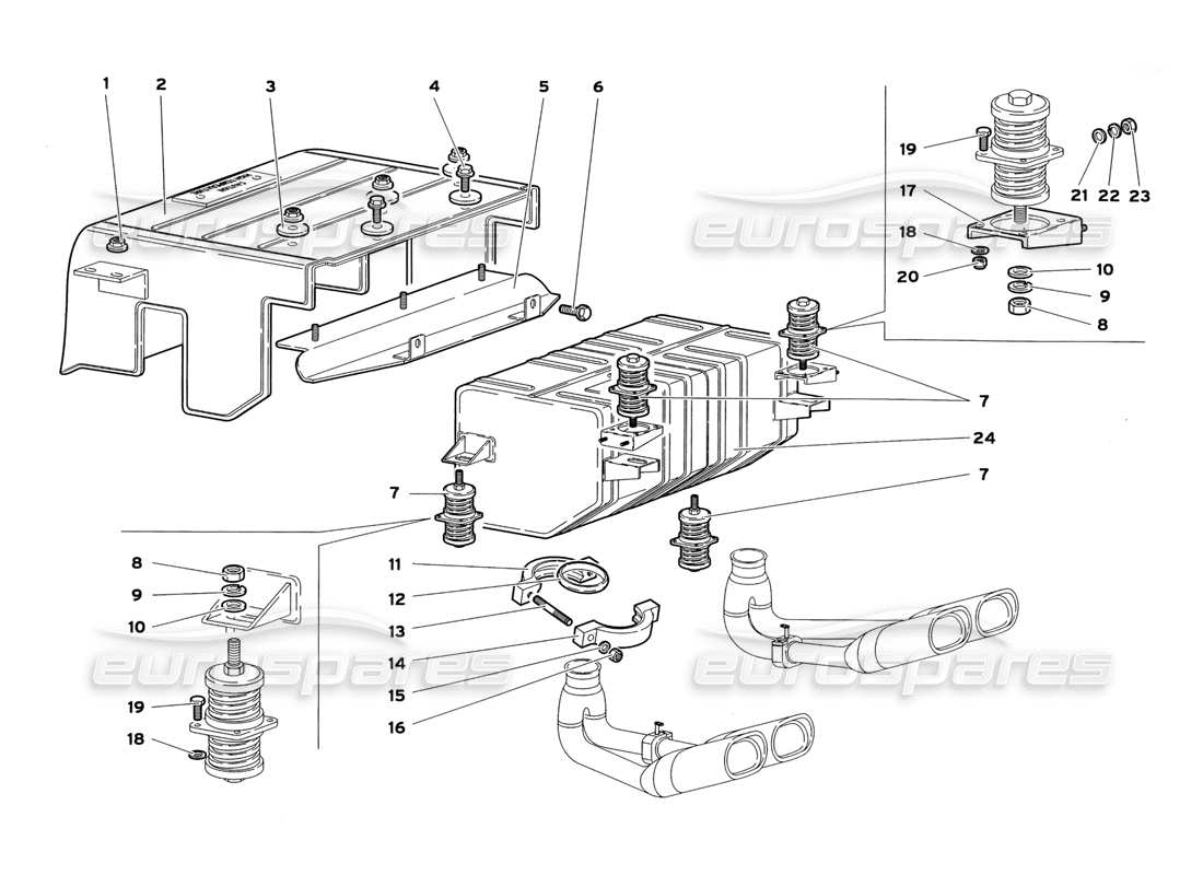 lamborghini diablo sv (1999) exhaust system part diagram