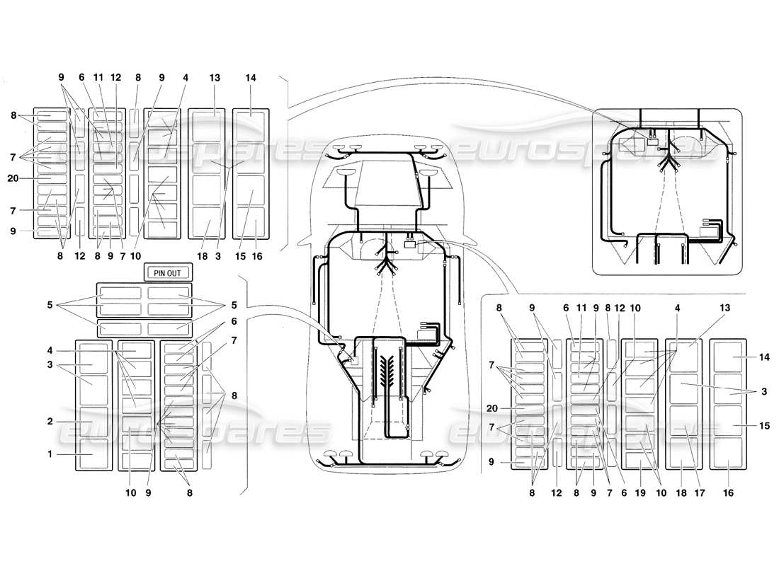 lamborghini diablo sv (1998) electrical system part diagram