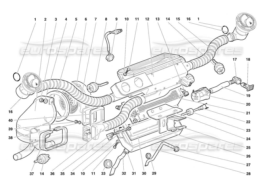 lamborghini diablo sv (1997) climate control parts diagram