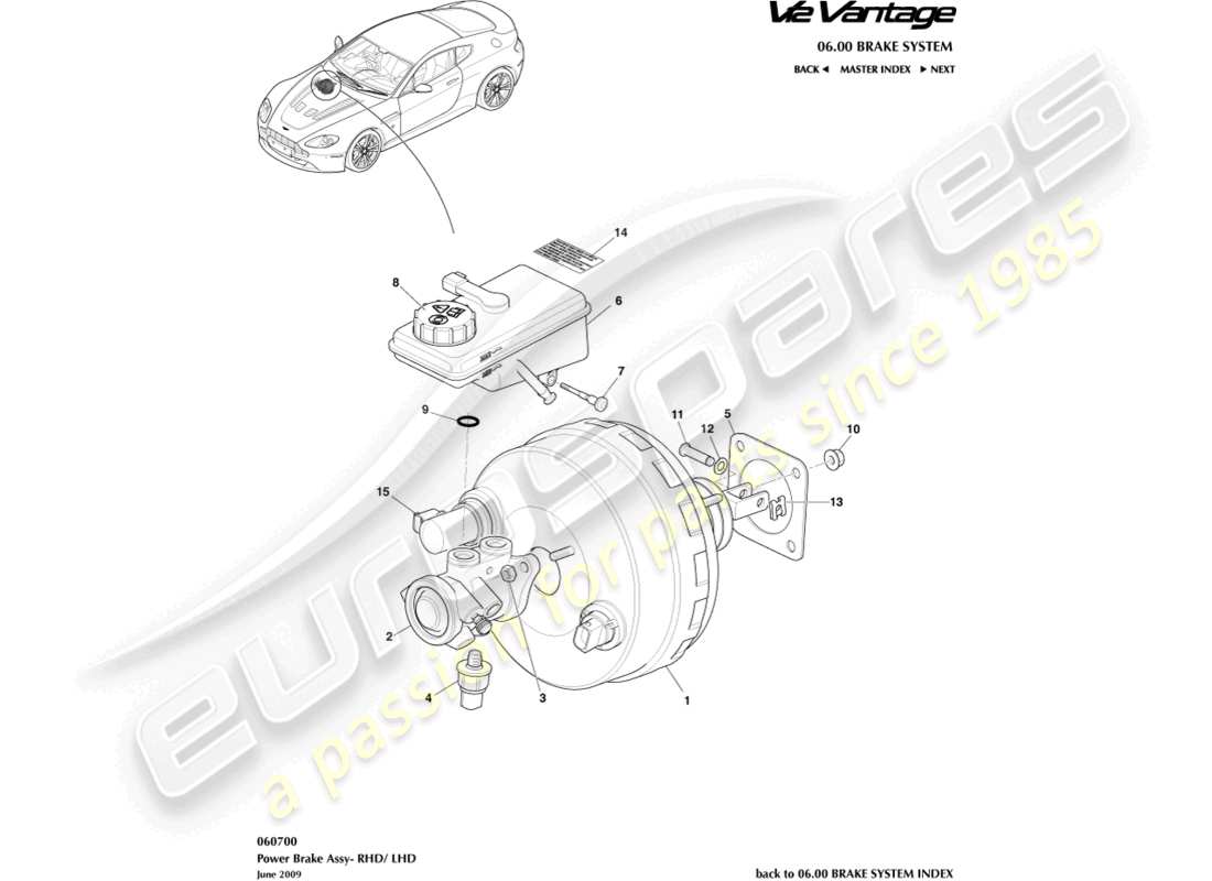 aston martin v12 vantage (2012) power brake assembly part diagram