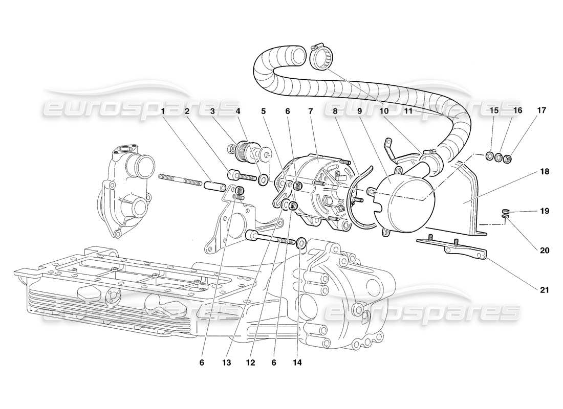 lamborghini diablo sv (1998) alternator part diagram