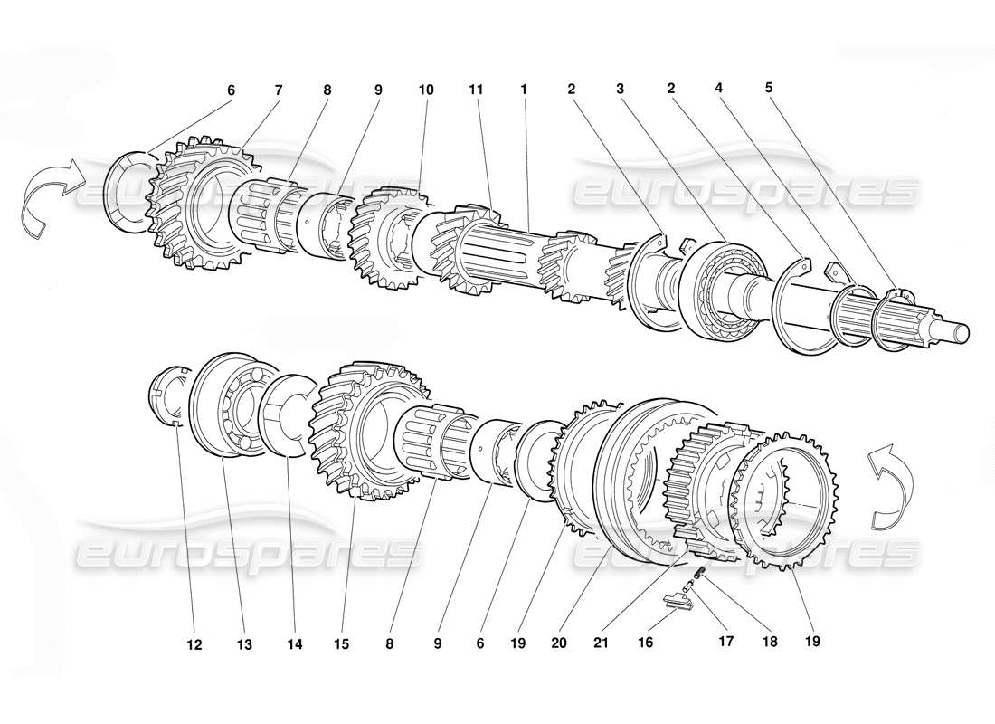lamborghini diablo (1991) main shaft parts diagram