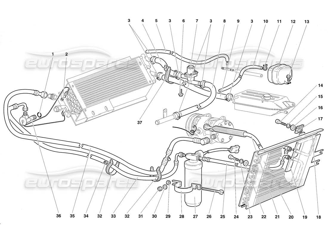 lamborghini diablo sv (1997) climate control parts diagram