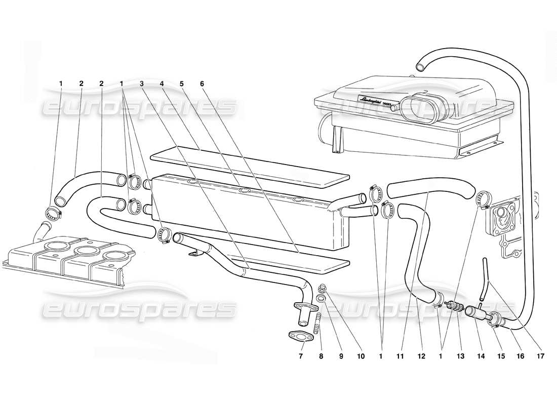 lamborghini diablo (1991) engine oil breathing system parts diagram