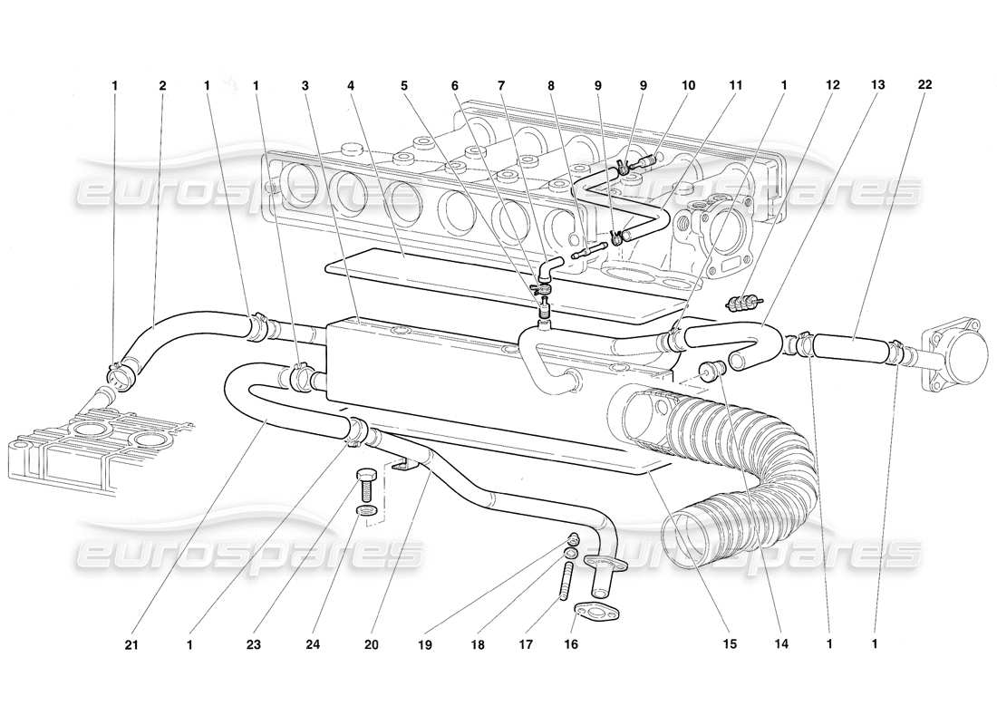 lamborghini diablo sv (1997) engine oil breathing system parts diagram