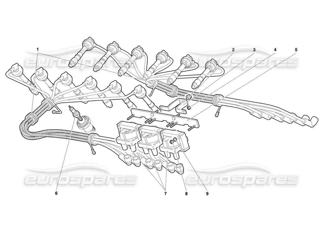 lamborghini diablo sv (1997) engine ignition components parts diagram