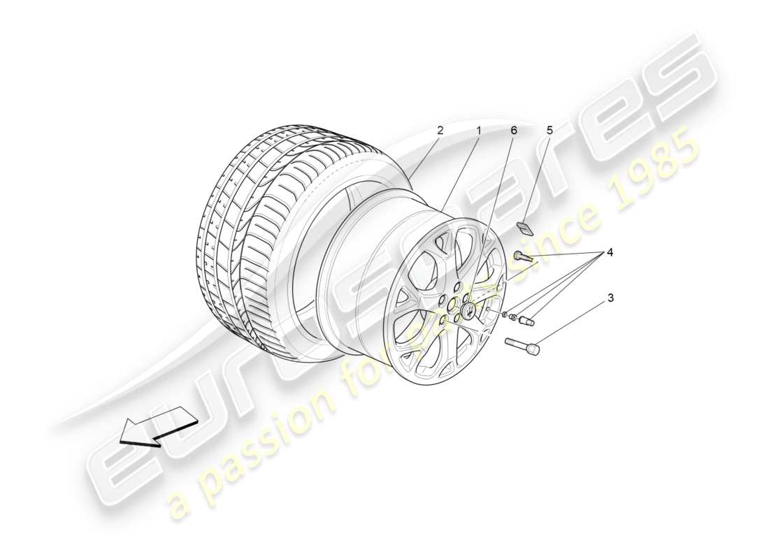 maserati granturismo (2009) wheels and tyres part diagram