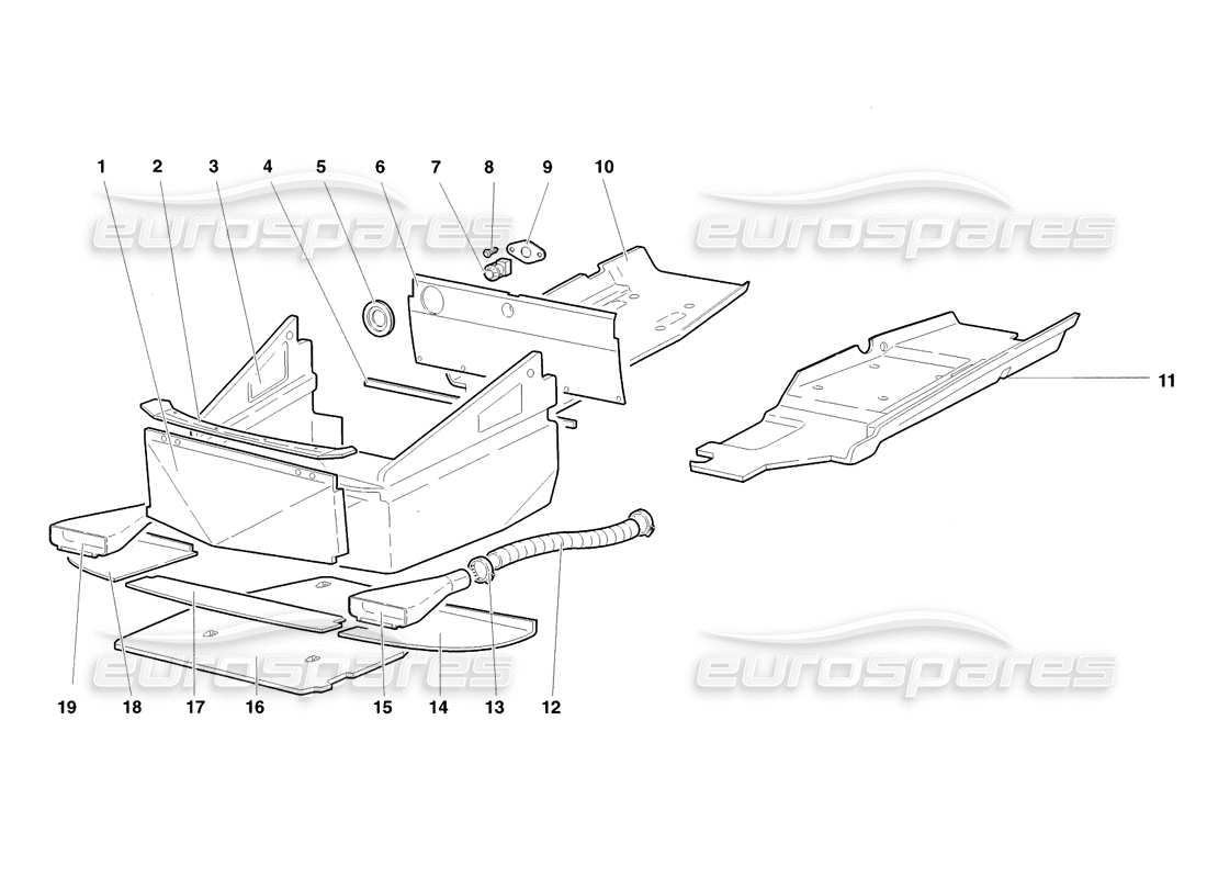 lamborghini diablo sv (1998) frame floor panels part diagram