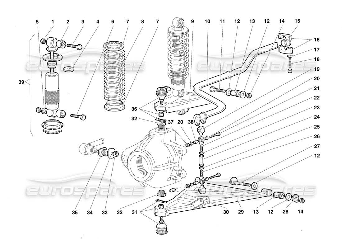 lamborghini diablo sv (1997) front suspension parts diagram