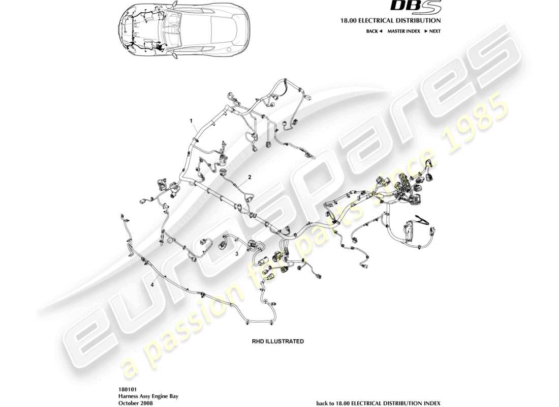 aston martin dbs (2014) engine harness part diagram