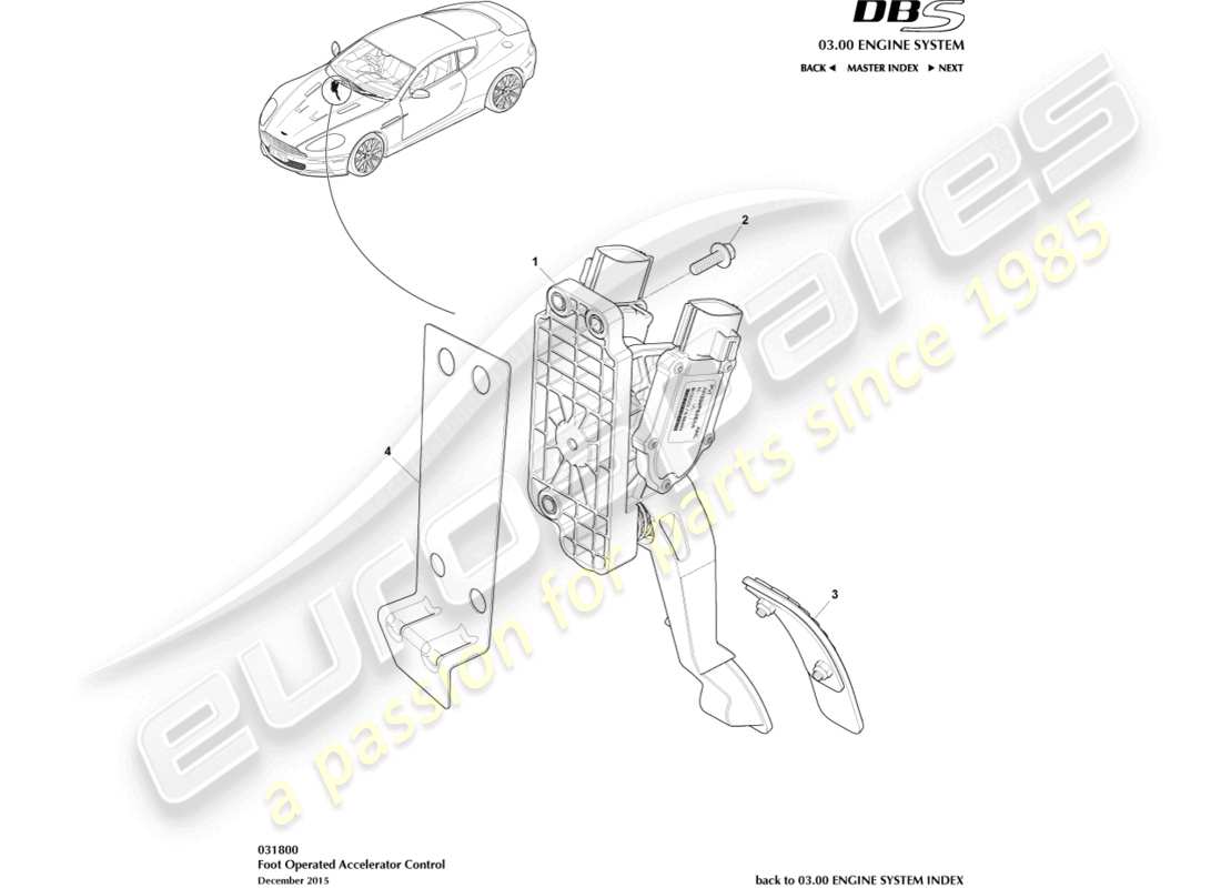 aston martin dbs (2012) accelerator control part diagram