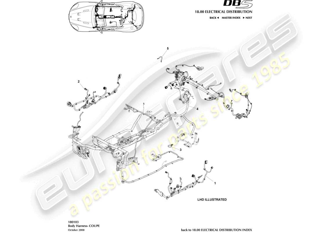 aston martin dbs (2011) body harness, coupe part diagram