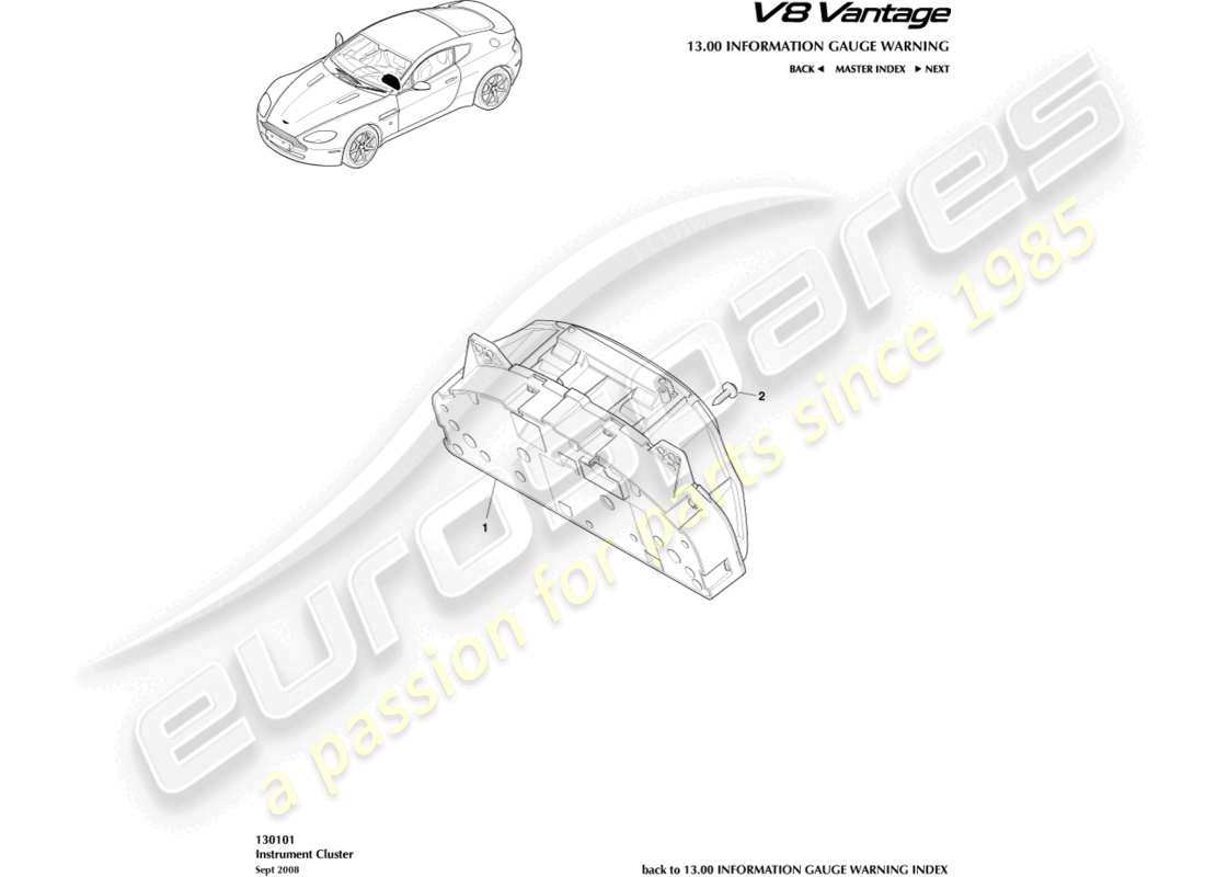 aston martin v8 vantage (2018) instrument cluster part diagram